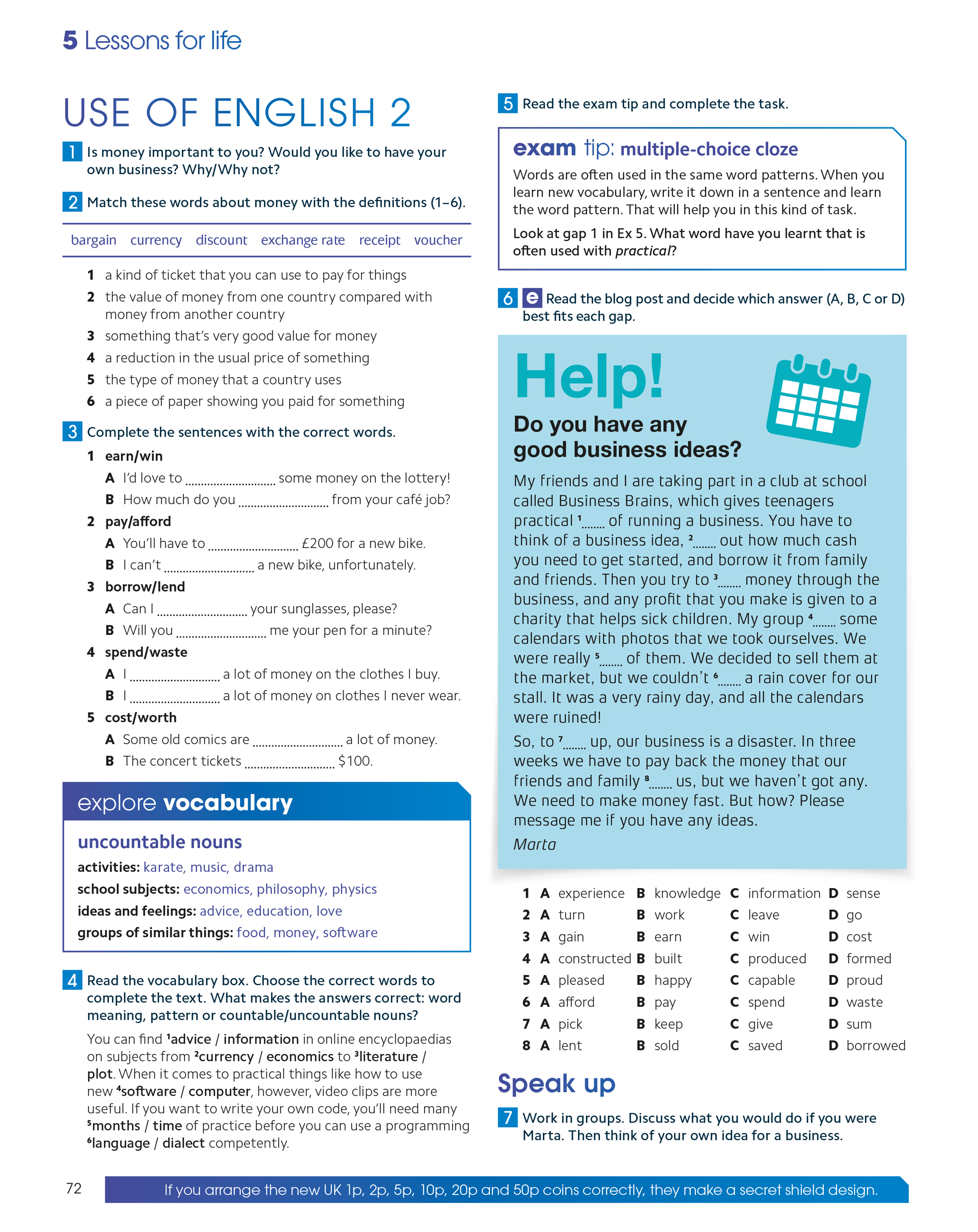 Gold Experience B1 Unit 5 Lessons For Life Use Of English 2 Student S Books Page 72 And Workbooks Page 54 Key Ingles Campus Virtual Ort